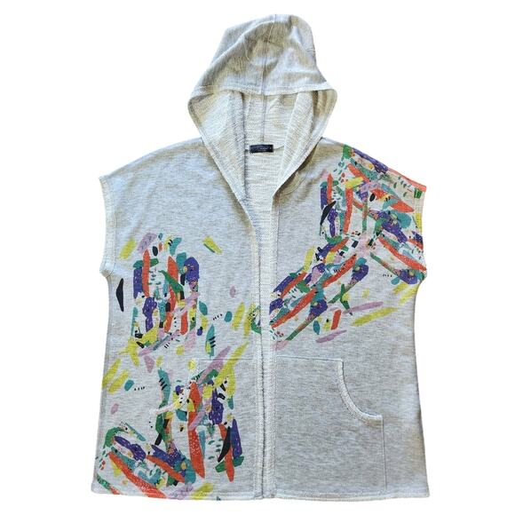 Inoah hoodie sleeveless gray jersey abstract paint design size M - Picture 1 of 7
